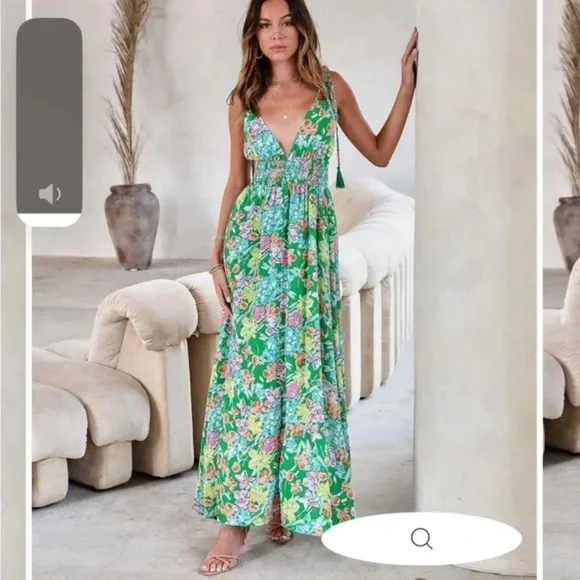 En Creme Petals in My Garden Maxi Dress-Small - Picture 2 of 3